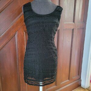 Max Studio Black Stretchy Lace Fitted Sheath Dress - Size Large